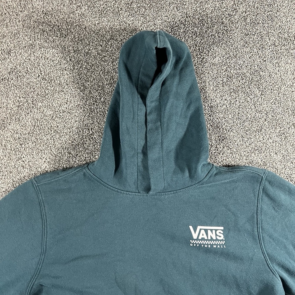 Vans Women's Large Pullover Hoodie Green Logo Fleece Sweatshirt - Picture 4 of 10